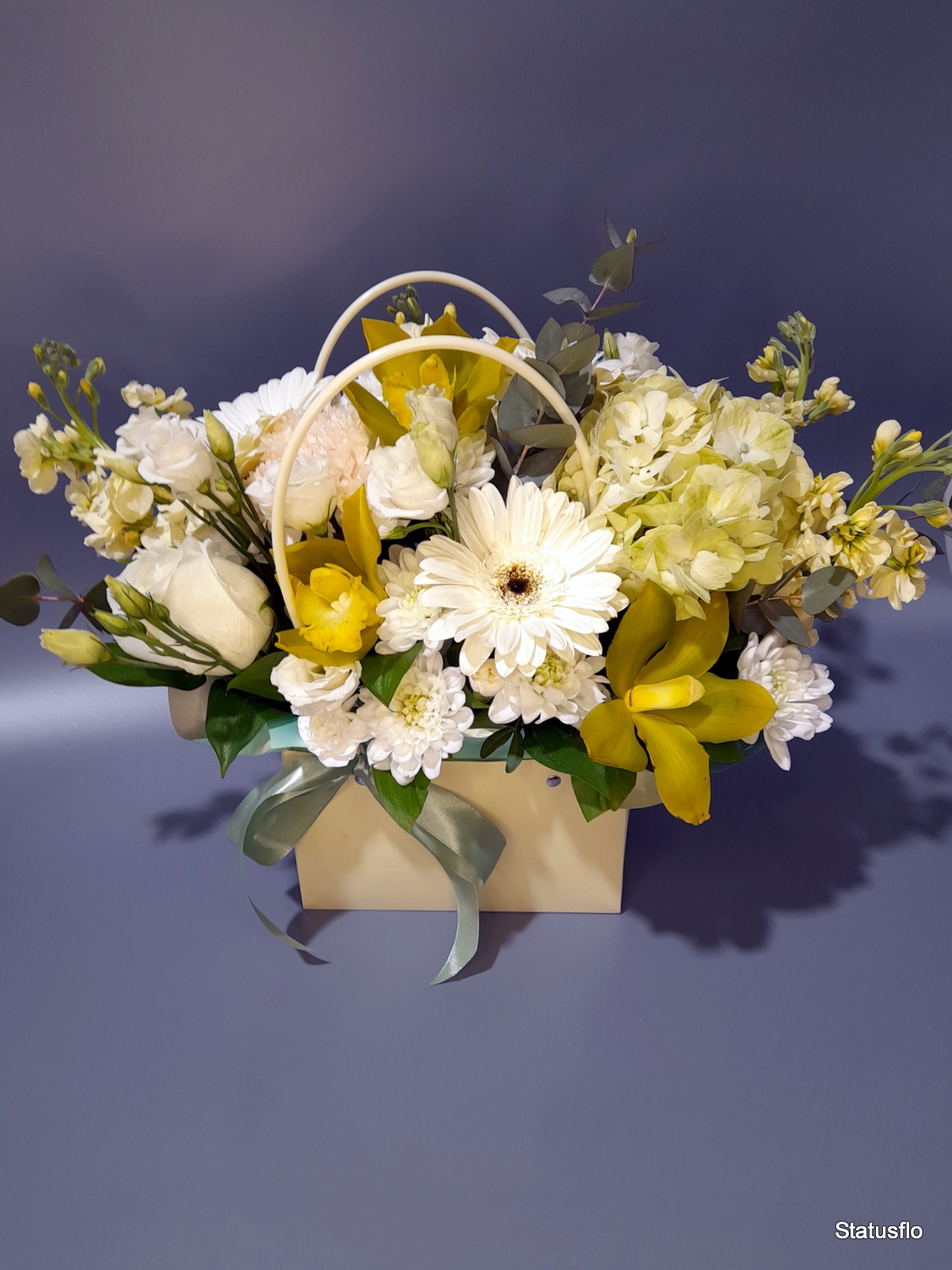 Композиция цветов в сумочке.(№9)