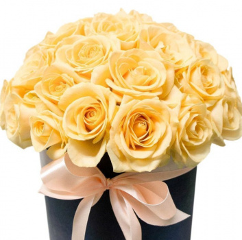 Букет из 25 кремовых роз в коробке